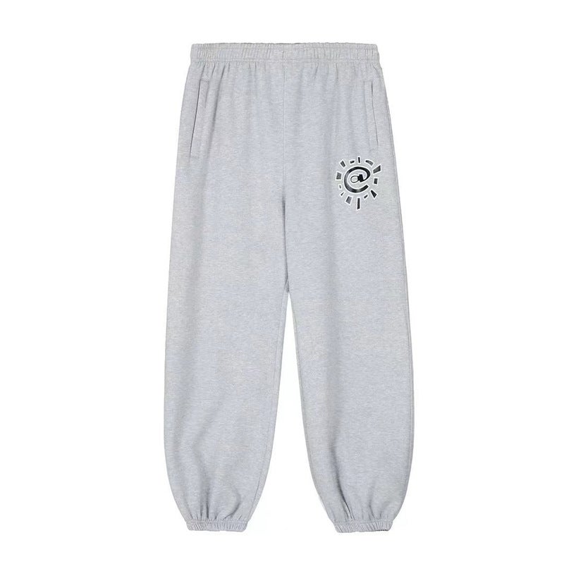 ADWYSD Sun Roll fleece-lined Hooded Sweater Casual Trousers High Street Couples Short Sleeve T-Shirt Pants suit Hoodie AD02#gray 