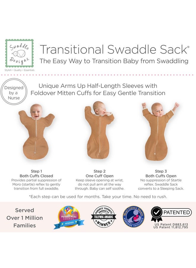 SwaddleDesigns SwaddleDesigns Transitional Swaddle Sack with Arms Up Half-Length Sleeves and Mitten Cuffs, Small, 0-3 Months, 6-14 lbs, Heathered Butterum (Arms Up Swaddle, Transition Swaddle Sleep Sack)  - Image 3