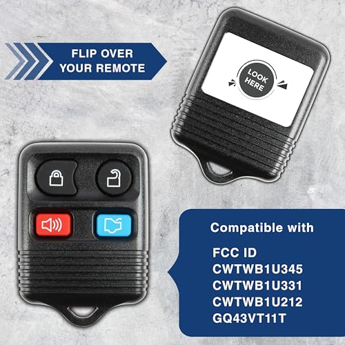 KeylessOption بديل مفتاح KeylessOption لسيارات فورد F150 إكسبلورر رينجر موستانج لينكولن ميركوري 2005 2006 2007 2008 2009 2010 2011 2012 2013 2014 مع جهاز تحكم عن بعد للدخول بدون مفتاح، 4 أزرار - Image 4