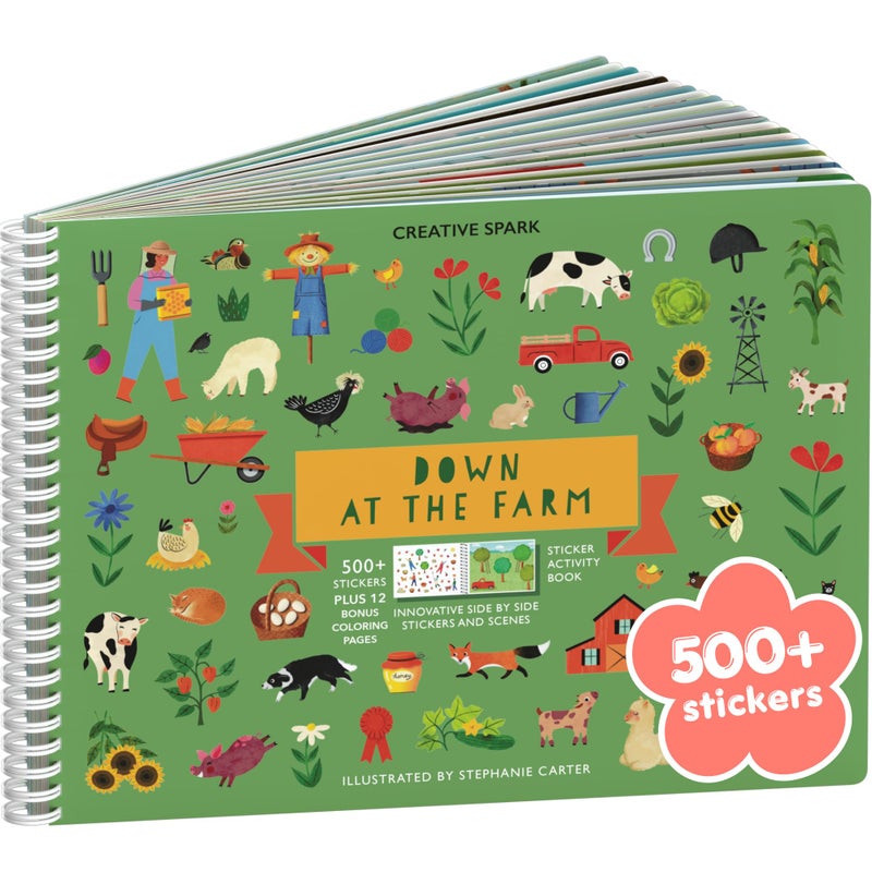 CUPKIN Farm Animal 500 Kids Sticker Book by Cupkin Toddler Airplane Travel Activity Coloring and Sticker Book Road Trip Essentials 12 Coloring Pages 12 Scenes for Ages 28 Years - Image 2