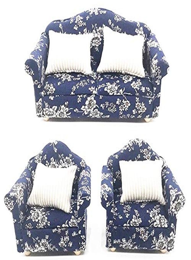 EatingBiting 1:12 Dollhouse Miniature Furniture Sofa 1 Double Sofa + 2 Single Sofa 3Pcs Set Living Room 1:12 Dollhouse Miniature Furniture Single Sofa Chair - Image 1