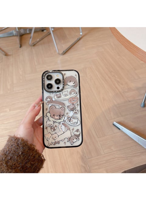 Magnetic Ai Le Animal City For Apple For Iphone15ProMax Phone Case 13/12 Drop-resistant 14pro Hard Cover-Color:Aile Animal City (pet Cafe) [magnetic Suction] Side Word Black Frame Hard Shell-Applicable Model:For Iphone13ProMax