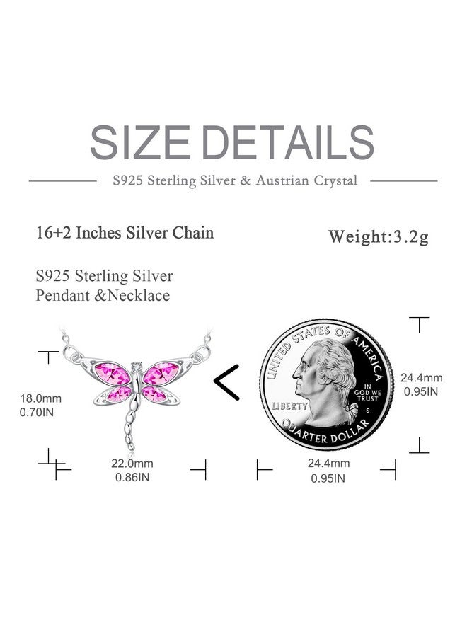 AOBOCO هدايا اليعسوب الوردي للنساء قلادة اليعسوب من الفضة الإسترلينية مجوهرات حجر الميلاد لشهر أكتوبر - Image 2