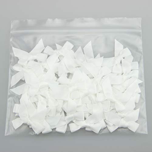 7Rainbows 50pcs Boutique Mini White Satin Ribbon Bows Appliques DIY Craft for Sewing Scrapbooking Wedding and Gift - Image 3
