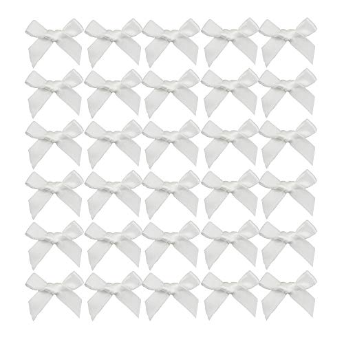 7Rainbows 50pcs Boutique Mini White Satin Ribbon Bows Appliques DIY Craft for Sewing Scrapbooking Wedding and Gift - Image 5