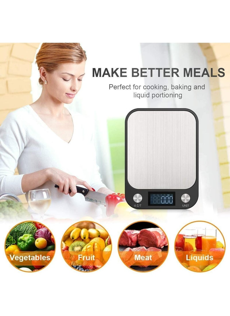 Royal Polar RoyalPolar Food Scale, Multifunction Digital Kitchen Scale High Accuracy Electronic Food Weight with Large LCD Display, Stainless Steel Platform, Ultra Slim (Black, 10)  - Image 4