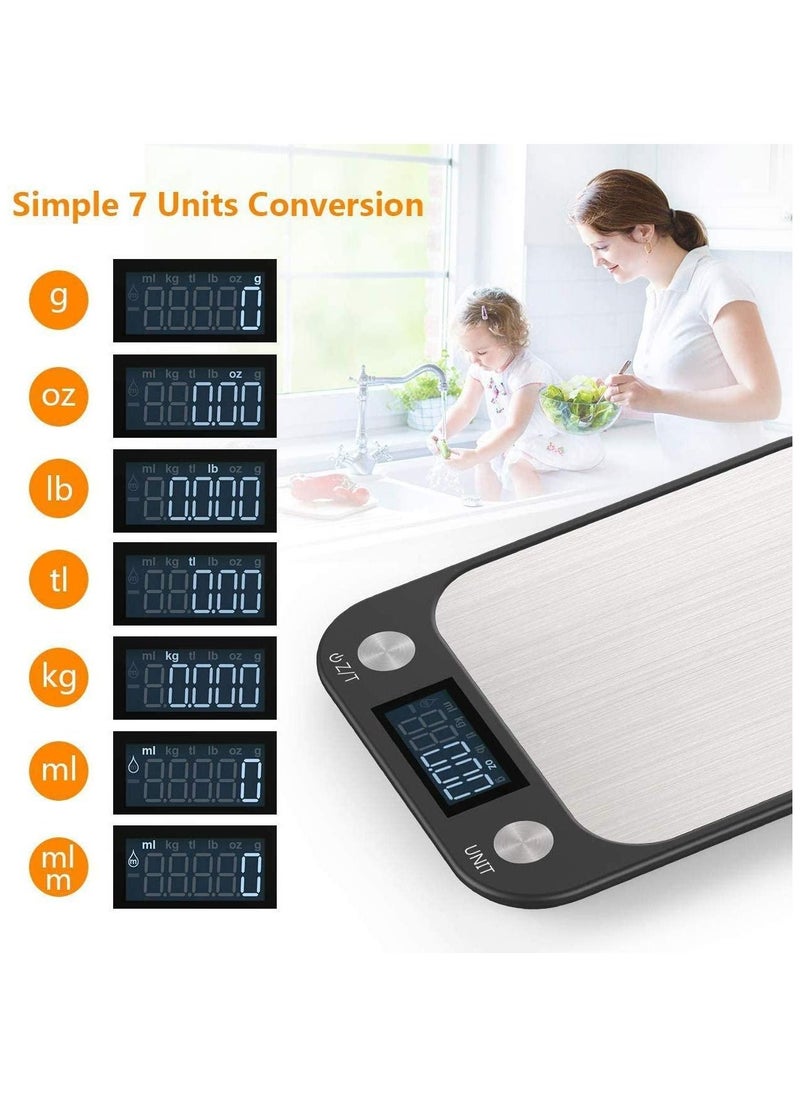 Royal Polar RoyalPolar Food Scale, Multifunction Digital Kitchen Scale High Accuracy Electronic Food Weight with Large LCD Display, Stainless Steel Platform, Ultra Slim (Black, 10)  - Image 5