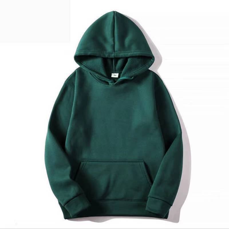 Thick Solid Color Hoodie Unisex 18 Colors Sportswear Dark green 