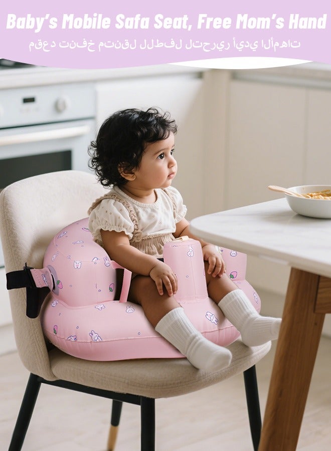 Beauenty Inflatable Baby Chair for Baby 3 Months and Up, Inflatable Baby Seat with Safety Belt and Built-in Pump, Simplified Blow Up Baby Chair, Baby Seats for Infants for Sitting Up, Strawberry - Image 3