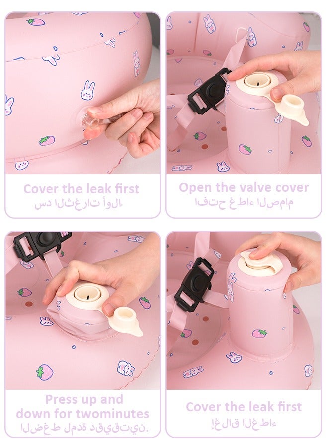 Beauenty Inflatable Baby Chair for Baby 3 Months and Up, Inflatable Baby Seat with Safety Belt and Built-in Pump, Simplified Blow Up Baby Chair, Baby Seats for Infants for Sitting Up, Strawberry - Image 5