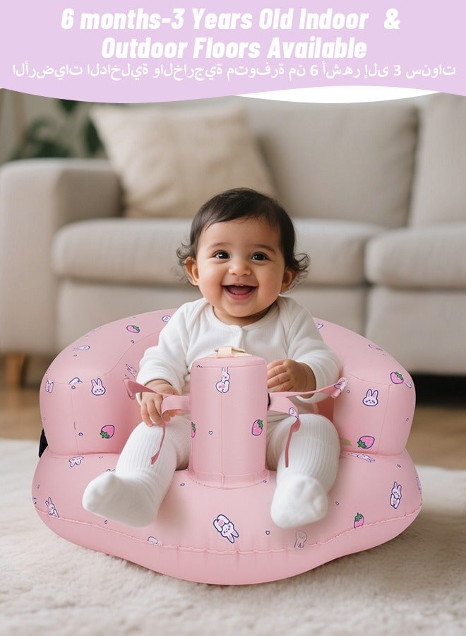 Beauenty Inflatable Baby Chair for Baby 3 Months and Up, Inflatable Baby Seat with Safety Belt and Built-in Pump, Simplified Blow Up Baby Chair, Baby Seats for Infants for Sitting Up, Strawberry - Image 4