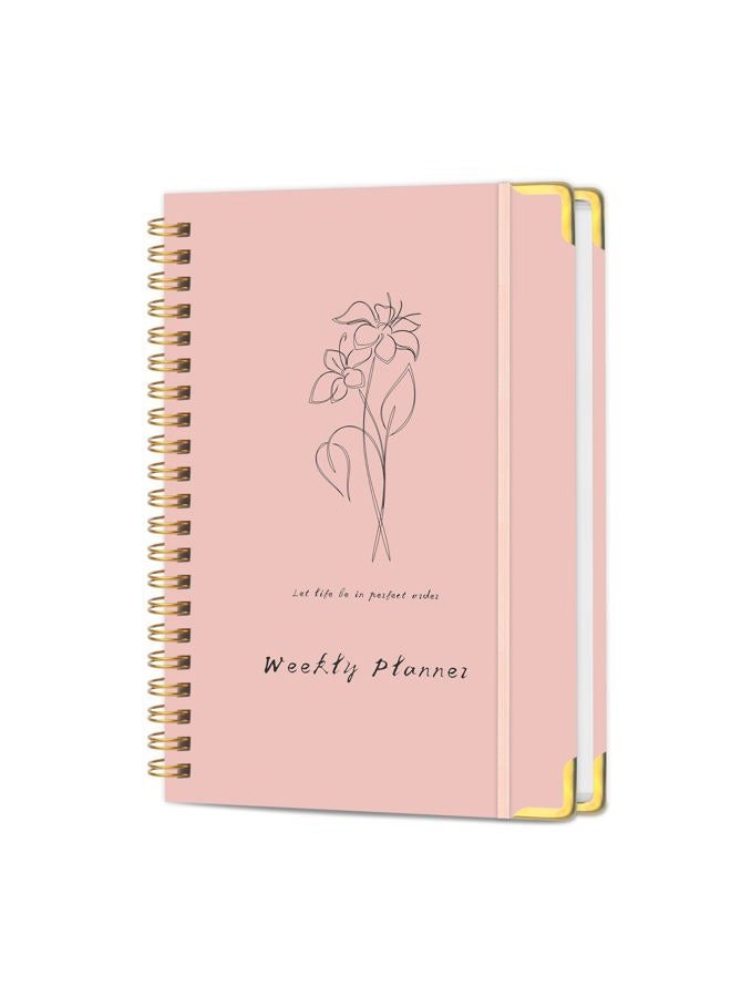 KAICN Undated Weekly Planner Hardcover with Metal Corner Notebook, A5 To Do List Planner, Habit Tracker Journal with adhesive binding, 5.7 x 8.0 inches-Pink - Image 1