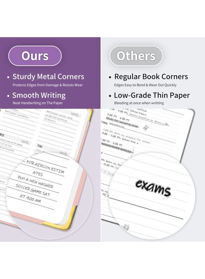 KAICN Undated Weekly Planner Hardcover with Metal Corner Notebook, A5 To Do List Planner, Habit Tracker Journal with adhesive binding, 5.7 x 8.0 inches-Pink - Image 3