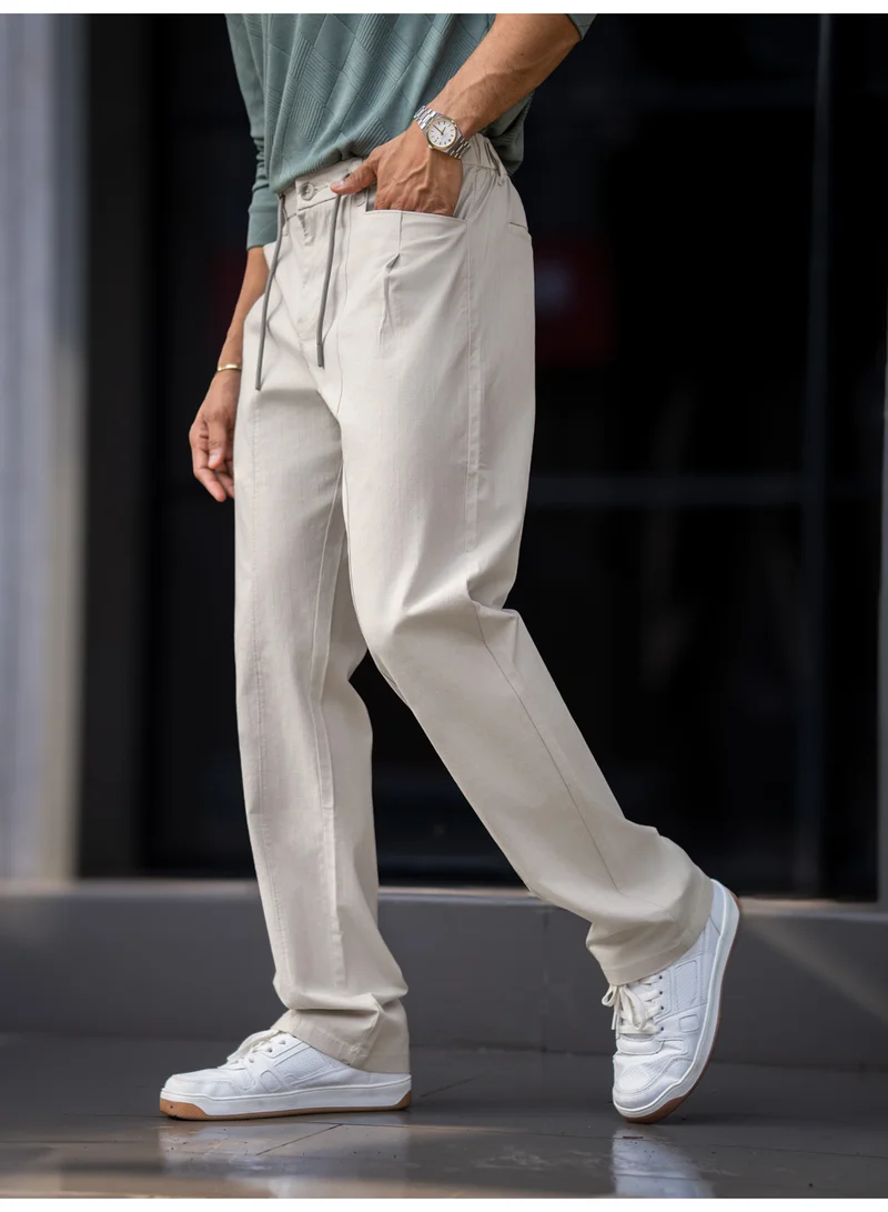 Maniac  Maniac Mens Solid Beige Cotton Trackpant for Men | Best Price UAE
