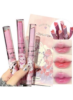 LuckNest 3 Colors Jelly Lipstick Gift Set, Tinted Heart Shape Lip Stain Lip Gloss, Mirror Hydrating Jelly Love Lipstick, Moisturizing Tinted Lip Balm, Vivid Color Glossy Lip Makeup for Girls (A)  - Image 1