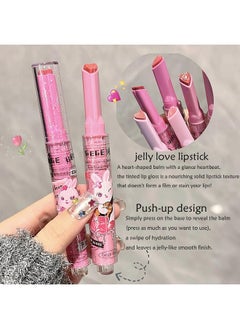 LuckNest 3 Colors Jelly Lipstick Gift Set, Tinted Heart Shape Lip Stain Lip Gloss, Mirror Hydrating Jelly Love Lipstick, Moisturizing Tinted Lip Balm, Vivid Color Glossy Lip Makeup for Girls (A)  - Image 2