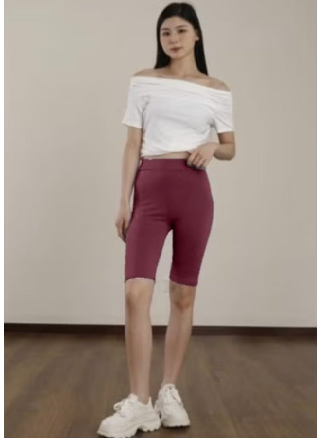 No brands المرأة طول الركبة القطن السائق السراويل طماق المشي ممارسة تجريب اليوغا Boyshorts أكتيفيوير KU361 - Image 1
