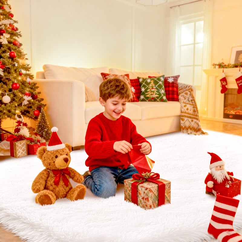 CAIYUECS Ultra Soft Shag Area Rug for Indoor, Kids Bedroom Living Room, Non-Skid Modern Nursery Faux Fur Fluffy Plush Rugs for Christmas Rug Home Decor (5x7 Feet, White) - Image 3