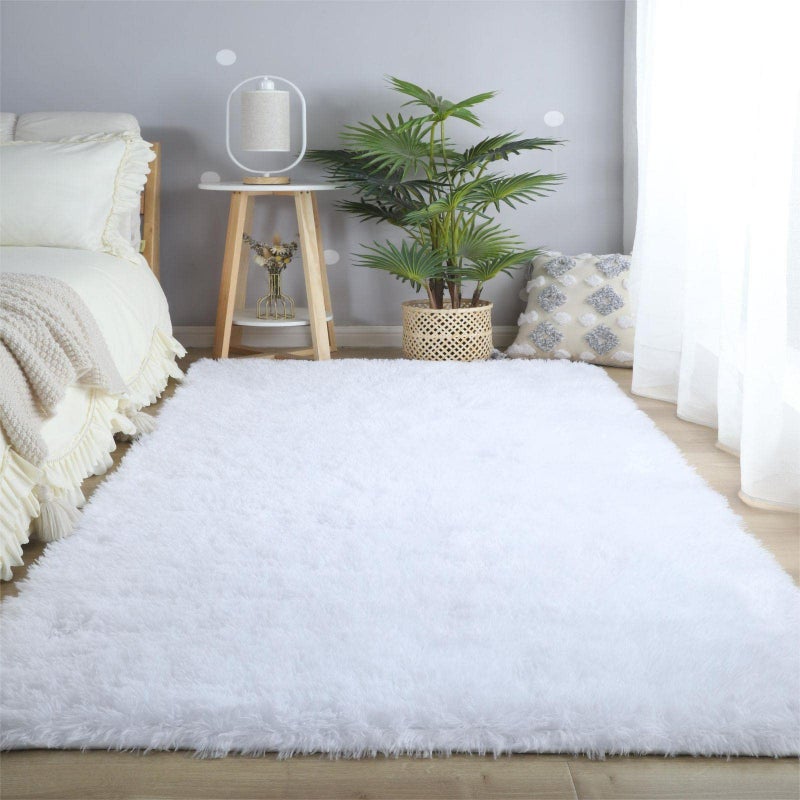 CAIYUECS Ultra Soft Shag Area Rug for Indoor, Kids Bedroom Living Room, Non-Skid Modern Nursery Faux Fur Fluffy Plush Rugs for Christmas Rug Home Decor (5x7 Feet, White) - Image 4