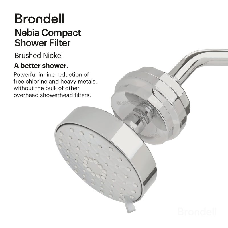 Brondell Shower Filter VivaSpring, Compact Brushed Nickel â€“ High Output, 100% High-Purity KDF Filtration, With FF-30 Filter Cartridge, Filtered Shower Water for Healthier Skin & Hair - Image 2