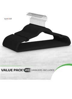 Red Dot Gift 50 Pack Black Color Velvet Clothes Hangers 45cm Heavy Duty Durable Coat and Clothes Hangers .  - Image 5