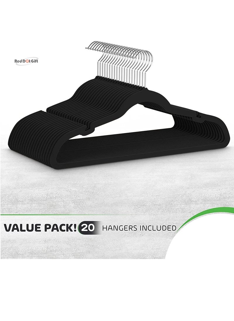 Red Dot Gift 50 Pack Black Color Velvet Clothes Hangers 45cm Heavy Duty Durable Coat and Clothes Hangers .  - Image 5