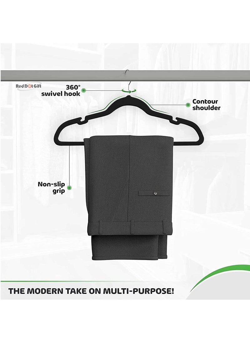 Red Dot Gift 50 Pack Black Color Velvet Clothes Hangers 45cm Heavy Duty Durable Coat and Clothes Hangers .  - Image 3