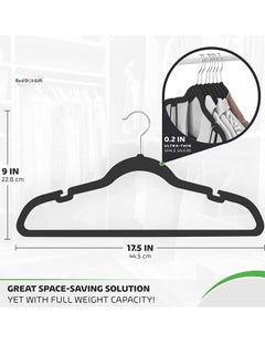 Red Dot Gift 50 Pack Black Color Velvet Clothes Hangers 45cm Heavy Duty Durable Coat and Clothes Hangers .  - Image 2