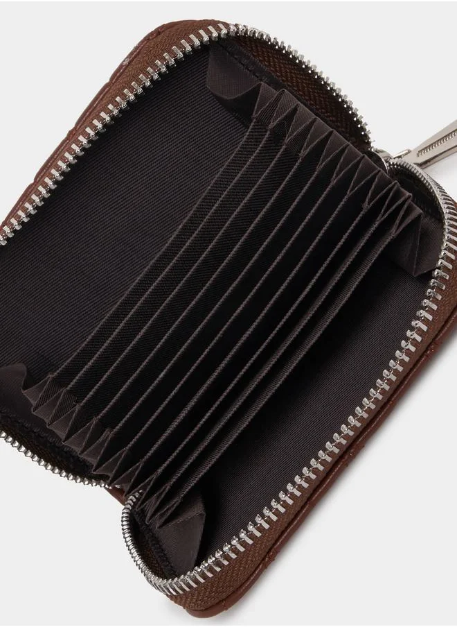 Styli Stitched Textured Zip Closure Wallet