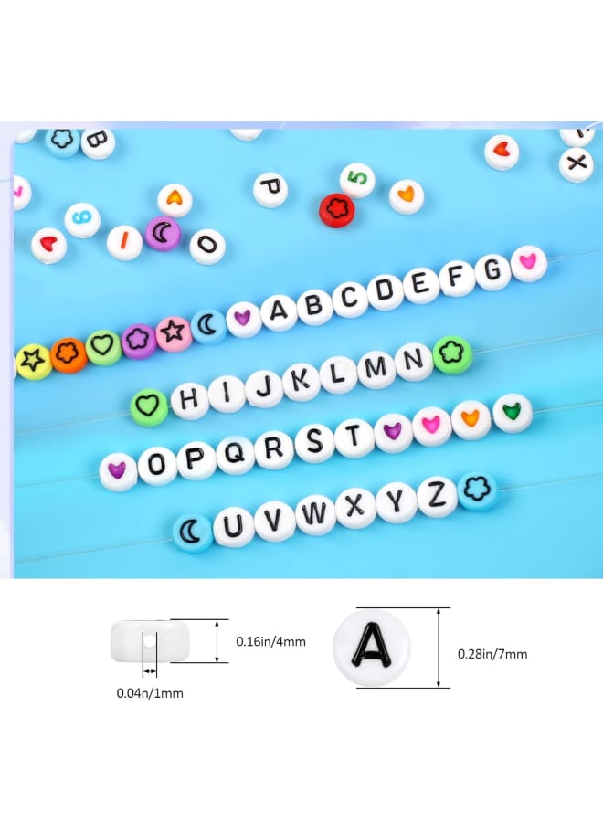 1300 Pcs Letter Beads, Acrylic Bracelet Beads, Oblate Letter Beads for Bracelets, Colorful Numbers Stars Moon Love Alphabet Beads for Jewelry Making, DIY Arts and Crafts - Image 3