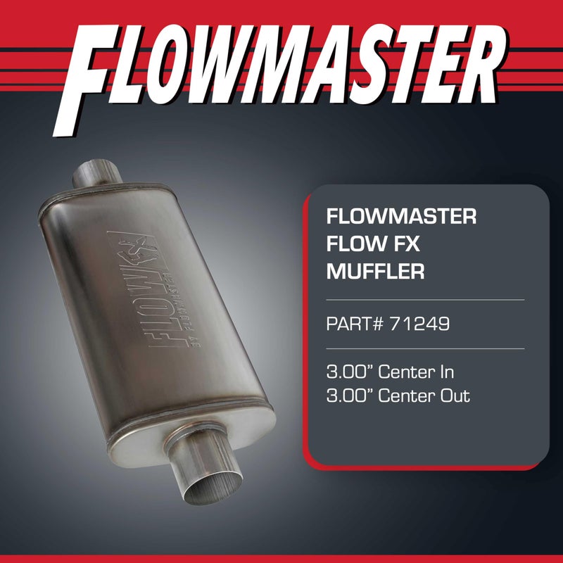 Flowmaster Flow FX Muffler â€“ 3.00â€ Center In / 3.00â€ Center Out â€“ Moderate Sound â€“ Stainless Steel â€“ Affordable Performance for Modern Trucks, Muscle Cars & Daily Drivers (71249) - Image 2