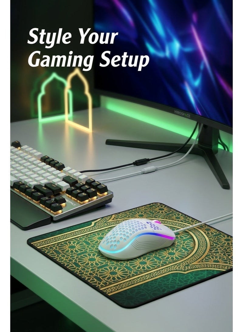 Hirospace Game mouse, honeycomb perforated design game mouse, ergonomic wired mouse with RGB backlight, laptop, computer, personal computer, RGB game mouse, white - Image 5