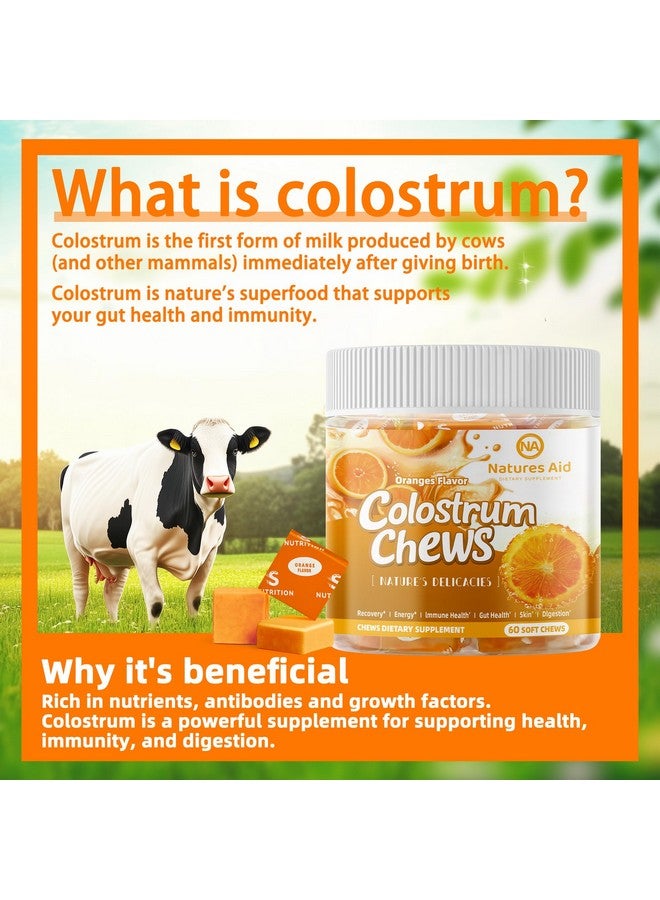 Natures Aid Colostrum Chews Supplement with probiotics for Gut Health, Bloating, Immune Support, Skin, Hair Growth and Beauty - Orange Flavor (60 Servings) - Image 2