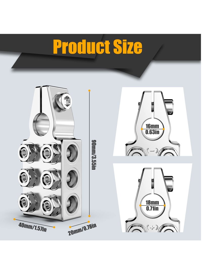 Excefore - Battery Terminal Connectors, 12-Way Clamps 8AWG up to 4/0(XL) AWG Gauge, Positive and Negative (+/-)(1 Pair) for SAE/DIN/EN Tapered Top Post - Image 1