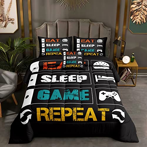 ROWADALO 6 Pieces Gaming Bedding Set for Boys Gamer Comforter Set Full Size,Game Controller Comforter for Boys Kids Teen 3D Gamepad Microfiber Bedding Sets 6 Pieces Bed in A Bag Sets-H5008,Full - Image 2