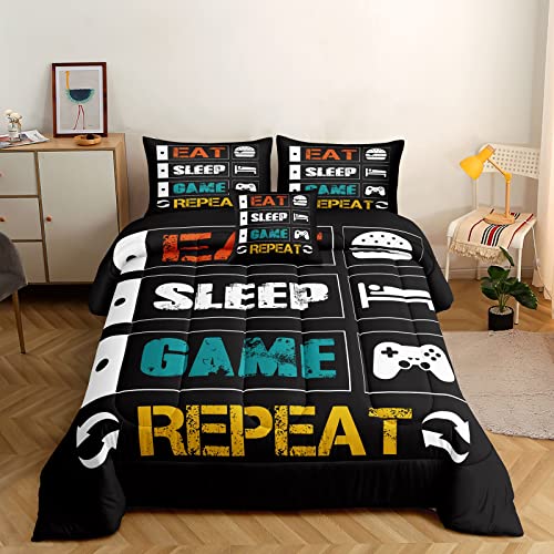 ROWADALO 6 Pieces Gaming Bedding Set for Boys Gamer Comforter Set Full Size,Game Controller Comforter for Boys Kids Teen 3D Gamepad Microfiber Bedding Sets 6 Pieces Bed in A Bag Sets-H5008,Full - Image 1