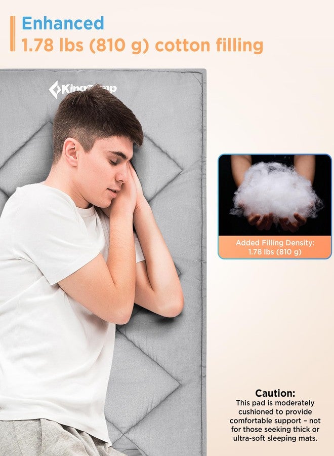 كينغ كامب مرتبة سرير كينج كامب للتخييم، مرتبة سميكة للغاية ومنتفخة، مرتبة نوم ناعمة وخفيفة الوزن محمولة للاستخدام في الهواء الطلق والمشي لمسافات طويلة، 75 بوصة × 25 بوصة، رمادي - Image 3