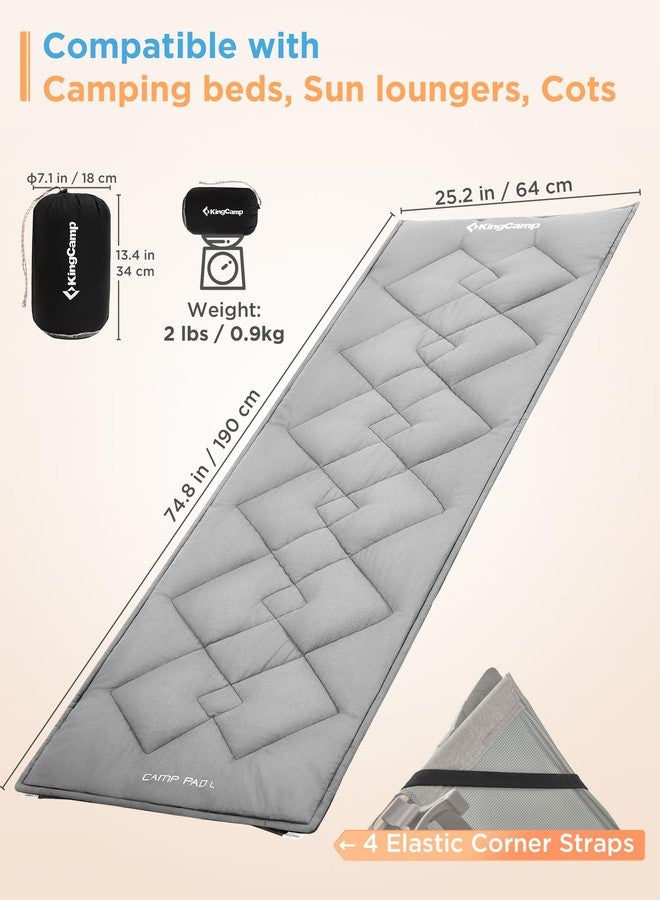 كينغ كامب مرتبة سرير كينج كامب للتخييم، مرتبة سميكة للغاية ومنتفخة، مرتبة نوم ناعمة وخفيفة الوزن محمولة للاستخدام في الهواء الطلق والمشي لمسافات طويلة، 75 بوصة × 25 بوصة، رمادي - Image 2