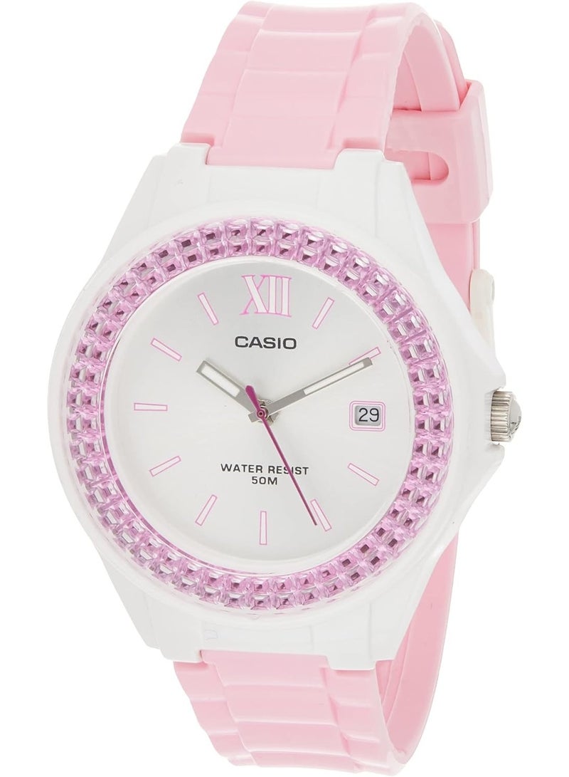 CASIO Women’s Analog Watch LX‑500H‑4E3VDF, 40mm Silver Dial, Pink Resin Band, 50 m WR - Image 1