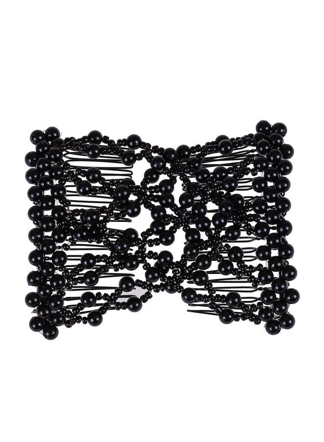 Lovef Crystal Bow Elastic Double Combs With Plastic Flowers Hair Clips Hair Holder/Easy Comb 4Pcs - Image 3