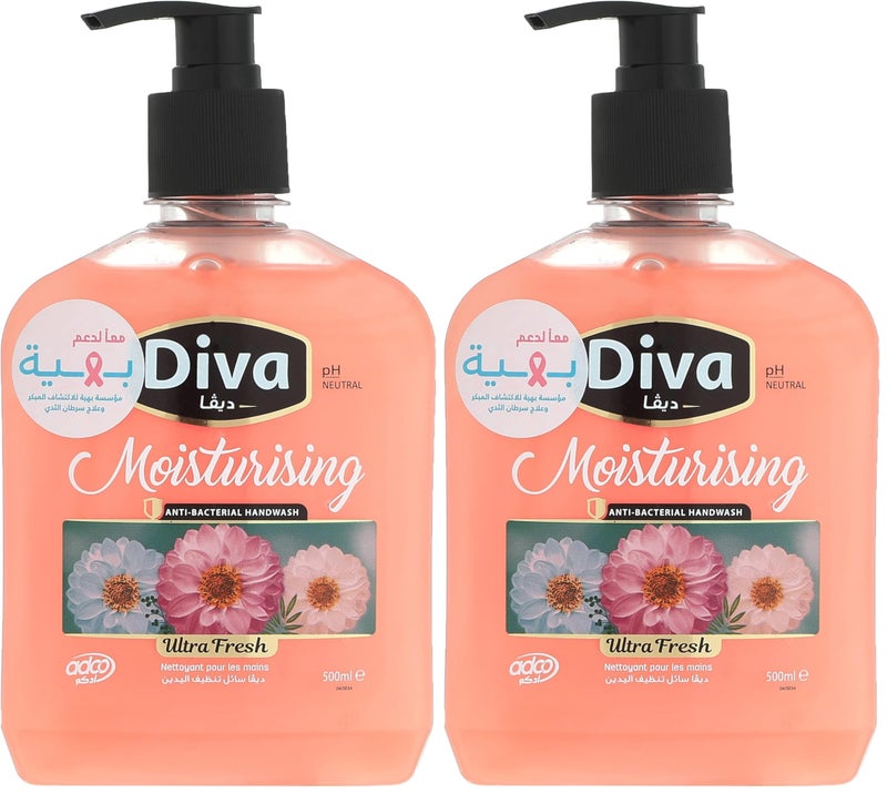 Diva Liquid Hand soap 500 Ml Ultra Fresh (Pack of 2)