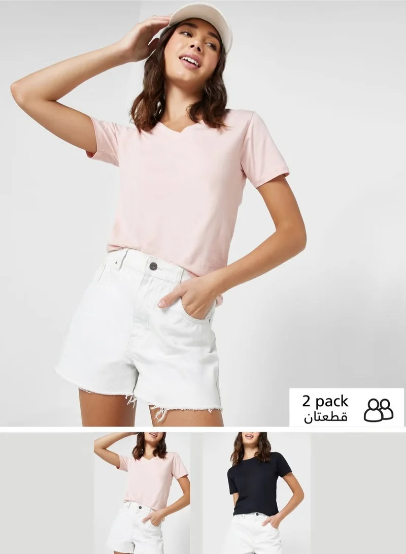 Ginger Basics 2 Pack V Neck & Round Neck T-Shirt