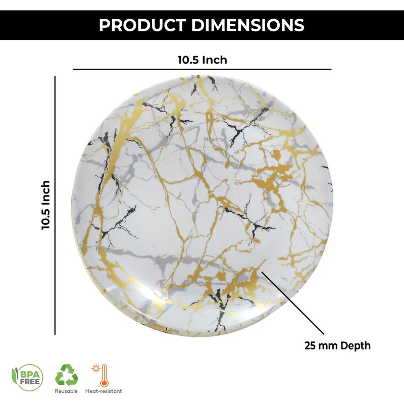 Ariya 10.5 Inches Pure Melamine Dinner Plate Set of 4 (Gold-Black) Microwave & Dishwasher Safe Dinnerware, Full Serving Plate Set for Breakfast, Lunch, Dinner, Snacks, Break Resistant, All Occasions - Image 3