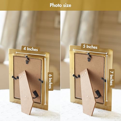 BEHOMA Antique Golden Metal Rectangular Photo Frame Set With Sunburst Design,Decorative Frames For Wall,Table,Living Room,Bedroom,Best Gift For Home Decor,Birthday,Anniversary,(4X6 & 5X7 Inches) - Image 5