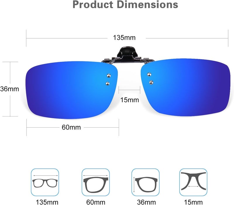 Besgoods Cycling Sport Polarized Clip-on Flip up Metal Clip Sunglasses Lenses Glasses Unbreakable Driving Fishing Outdoor - Image 2