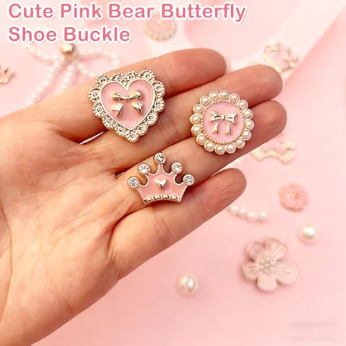 TecoKart® 24 PCS Cute Bear Butterfly Shoe Charms for Girls - Pink Cro & Sandal Decorations​ Adorable Design | Easy Attach | Durable Material | Ideal for Gifts | Party Favors | Girls & Teens - Image 3