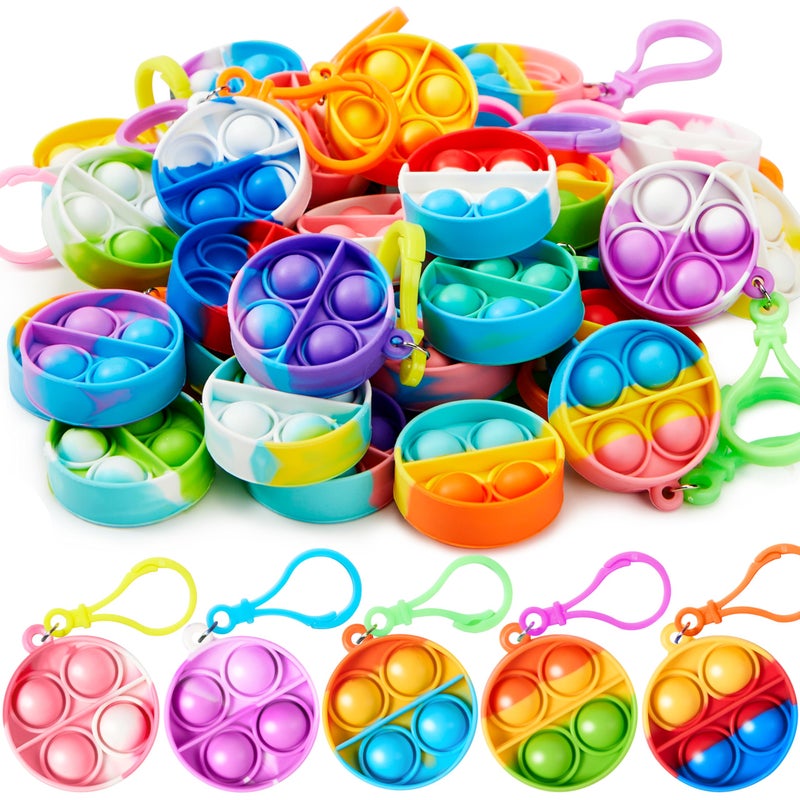 JOYIN Round Pop Fidget Keychain 90 Pack Pop Fidget Toys Bulk Party Favors for Kids 48812 Years Birthday Goodie Bags Stuffers Back to School Gifts for Students Classroom Prizes Sensory Toys - Image 2