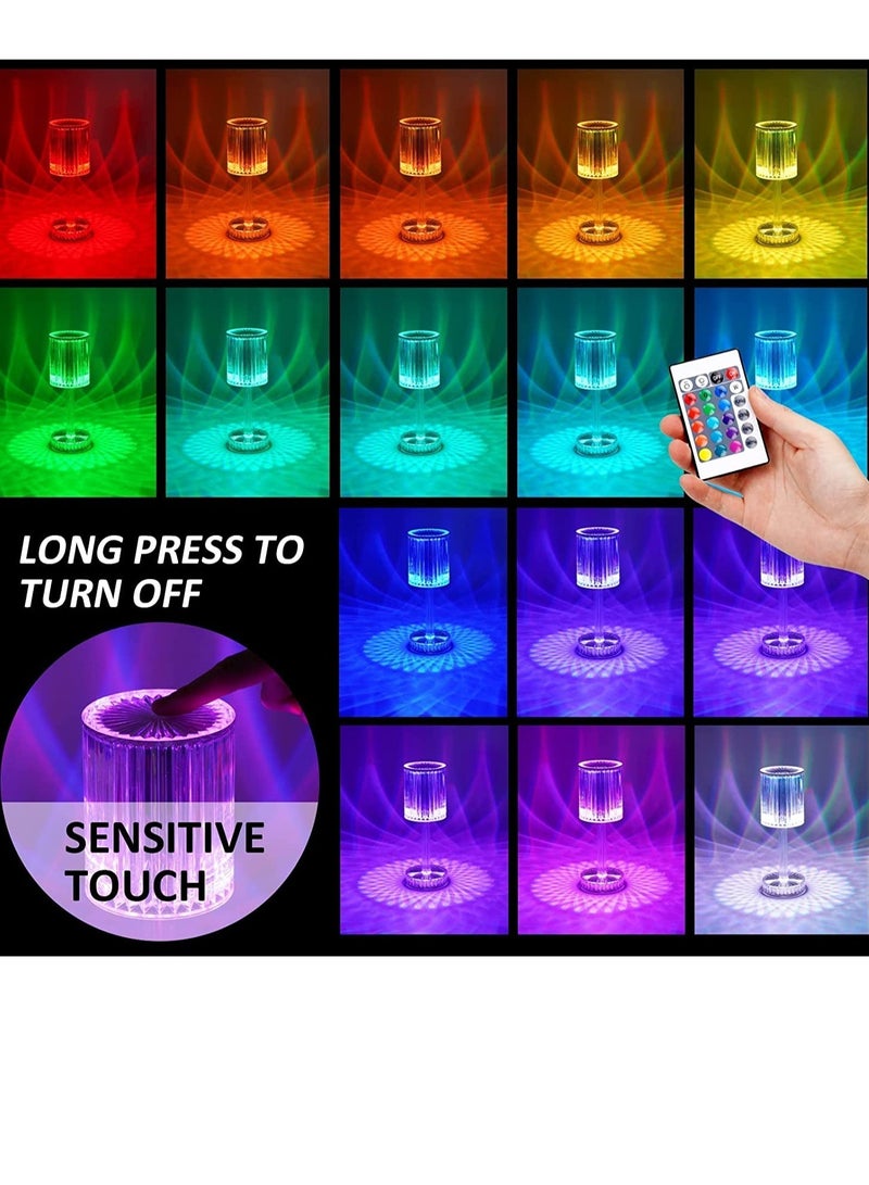 ELTRAZONE Crystal Lamp,16 Color Changing RGB Touch Lamp,Rechargeable Diamond Table Lamp for Bedroom Living Room,Party Dinner Decor Creative Lights - Image 2