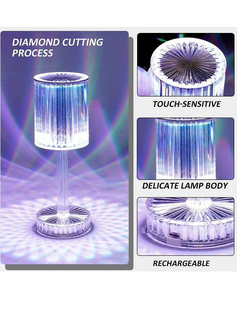 ELTRAZONE Crystal Lamp,16 Color Changing RGB Touch Lamp,Rechargeable Diamond Table Lamp for Bedroom Living Room,Party Dinner Decor Creative Lights - Image 3