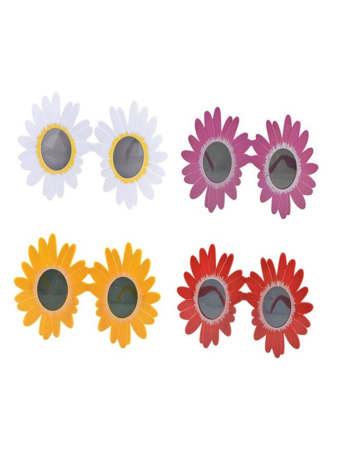 PACKOVE 4pcs Flower Sunglasses Plastic Glasses Cosplay Funny Party Sunflower Eye Hawaiian Dance Accessories Funny Round Party Sunflower - Image 5